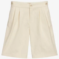 Boys Ivory Gabardine Shorts