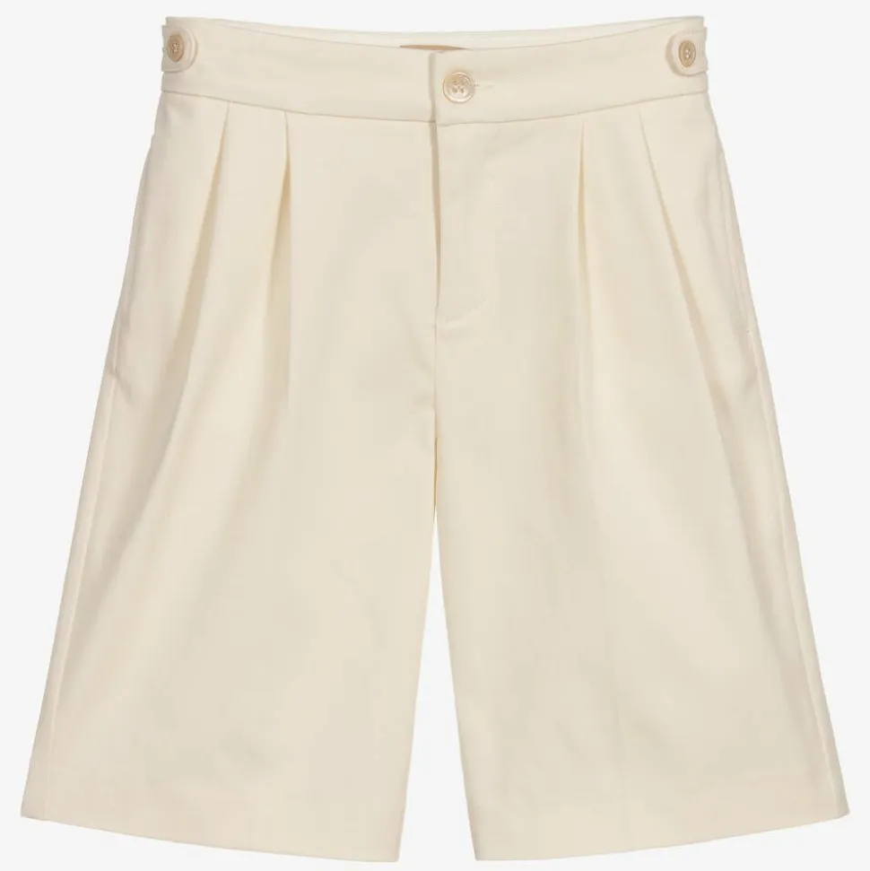 Boys Ivory Gabardine Shorts