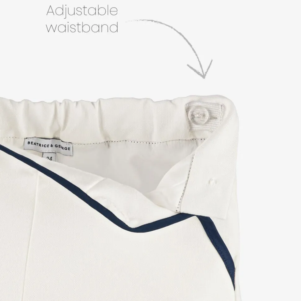 Boys Ivory Herringbone Sailor Shorts Suit