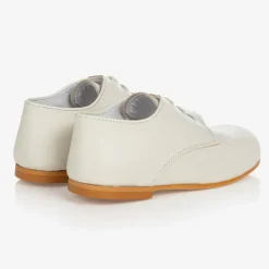 Boys Ivory Lace-Up Leather Shoes