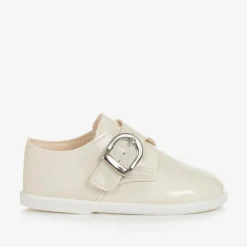 Boys Ivory Patent First Walker Shoes