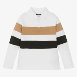 Boys Ivory Stripe Cotton Polo Shirt