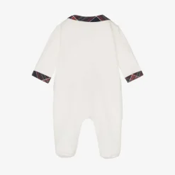 Boys Ivory Velour Babygrow