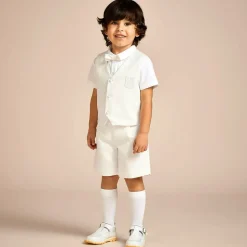 Boys Ivory Viscose Shorts Suit