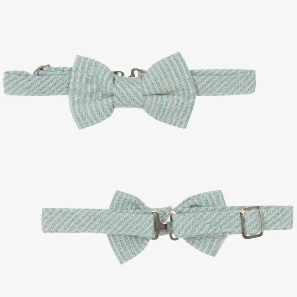 Boys Mint Blue Cotton Stripe Shorts Suit