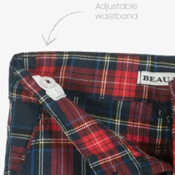 Boys Navy Blue & Red Tartan Suit