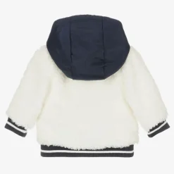 Boys Navy Blue & White Faux Fur Jacket