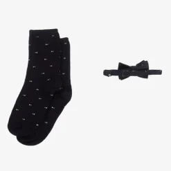 Boys Navy Blue Bow Tie & Sock Set
