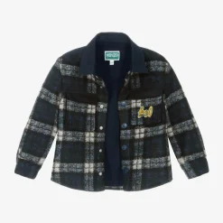 Boys Navy Blue Check Shacket