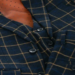 Boys Navy Blue Check Suit