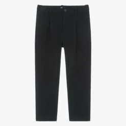 Boys Navy Blue Check Trousers