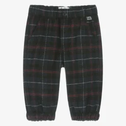 Boys Navy Blue Check Trousers