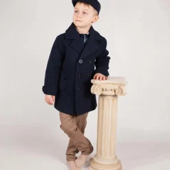 Boys Navy Blue Coat & Hat Set