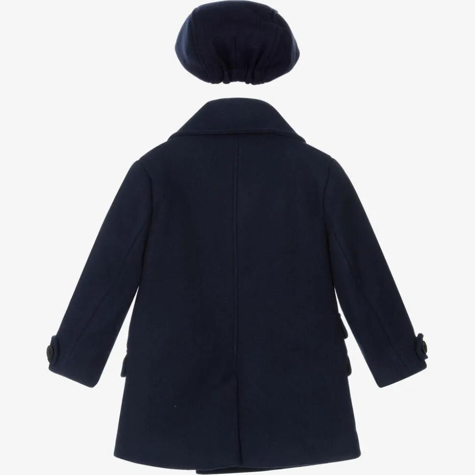 Boys Navy Blue Coat & Hat Set