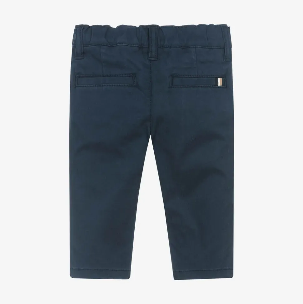 Boys Navy Blue Cotton Chino Trousers