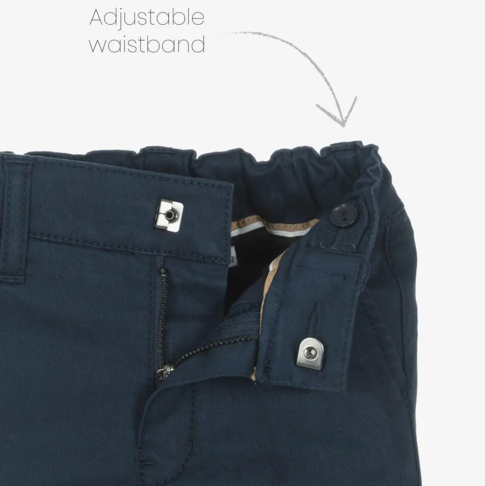 Boys Navy Blue Cotton Chino Trousers