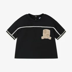 Boys Navy Blue Cotton Crest T-Shirt