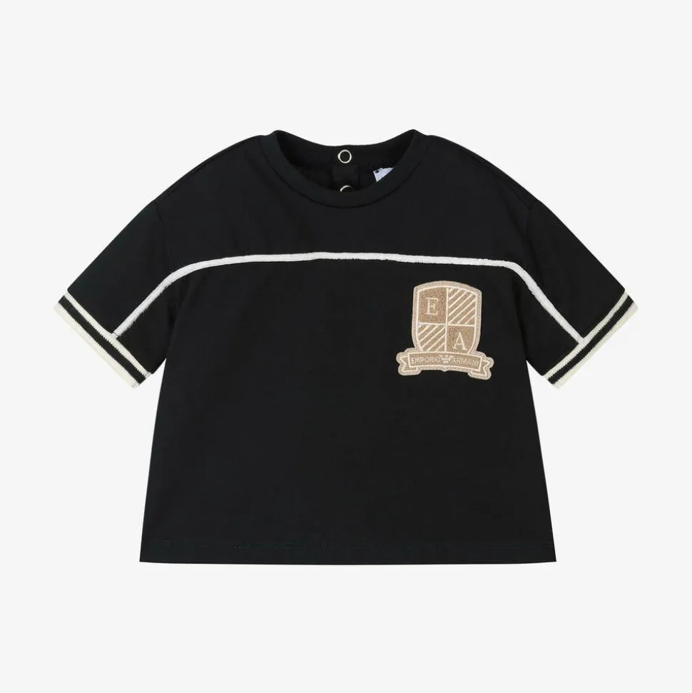Boys Navy Blue Cotton Crest T-Shirt