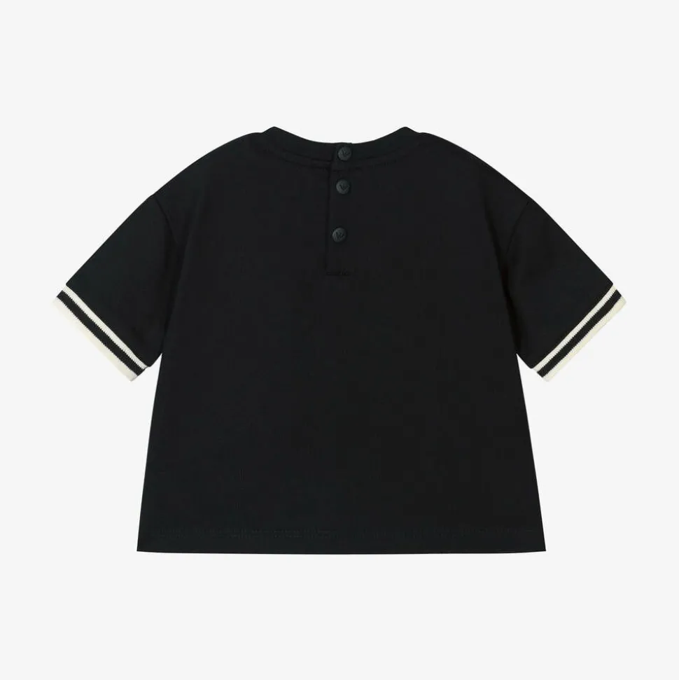 Boys Navy Blue Cotton Crest T-Shirt