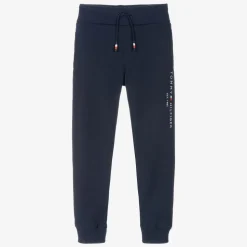 Boys Navy Blue Cotton Flag Logo Joggers