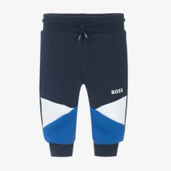 Boys Navy Blue Cotton Joggers