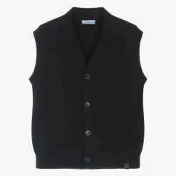 Boys Navy Blue Cotton Knit Waistcoat