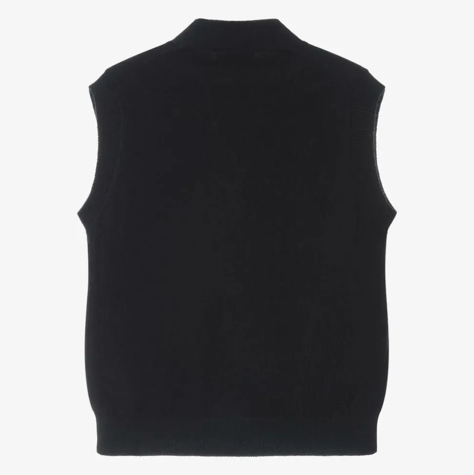 Boys Navy Blue Cotton Knit Waistcoat