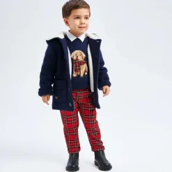 Boys Navy Blue Cotton Knit Sweater