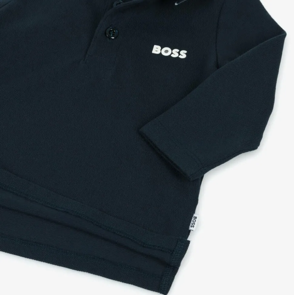 Boys Navy Blue Cotton Polo Shirt
