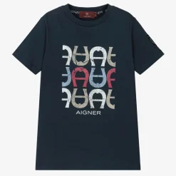 Boys Navy Blue Cotton T-Shirt