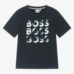 Boys Navy Blue Cotton T-Shirt