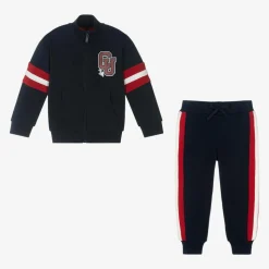 Boys Navy Blue Cotton Varsity Tracksuit