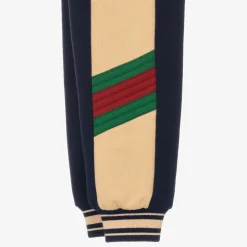 Boys Navy Blue Cotton Web Joggers