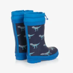 Boys Navy Blue Dinosaur Rain Boots