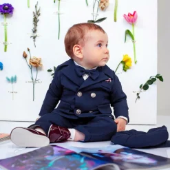 Boys Navy Blue Double Breasted Suit