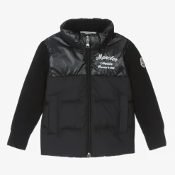 Boys Navy Blue Down Padded Knit Cardigan