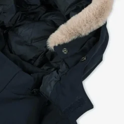Boys Navy Blue Down-Filled Parka Coat
