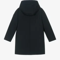 Boys Navy Blue Hooded Parka Coat