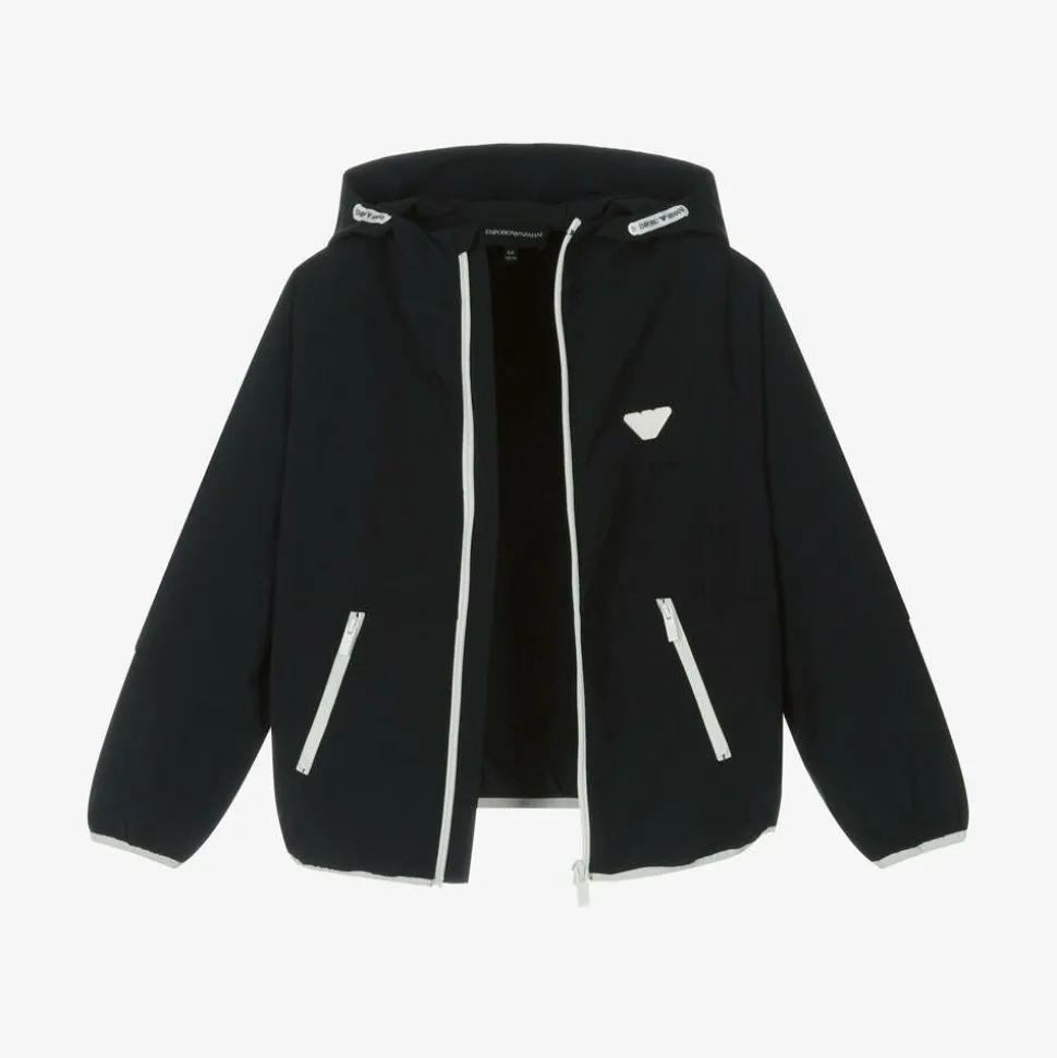 Boys Navy Blue Hooded Windbreaker