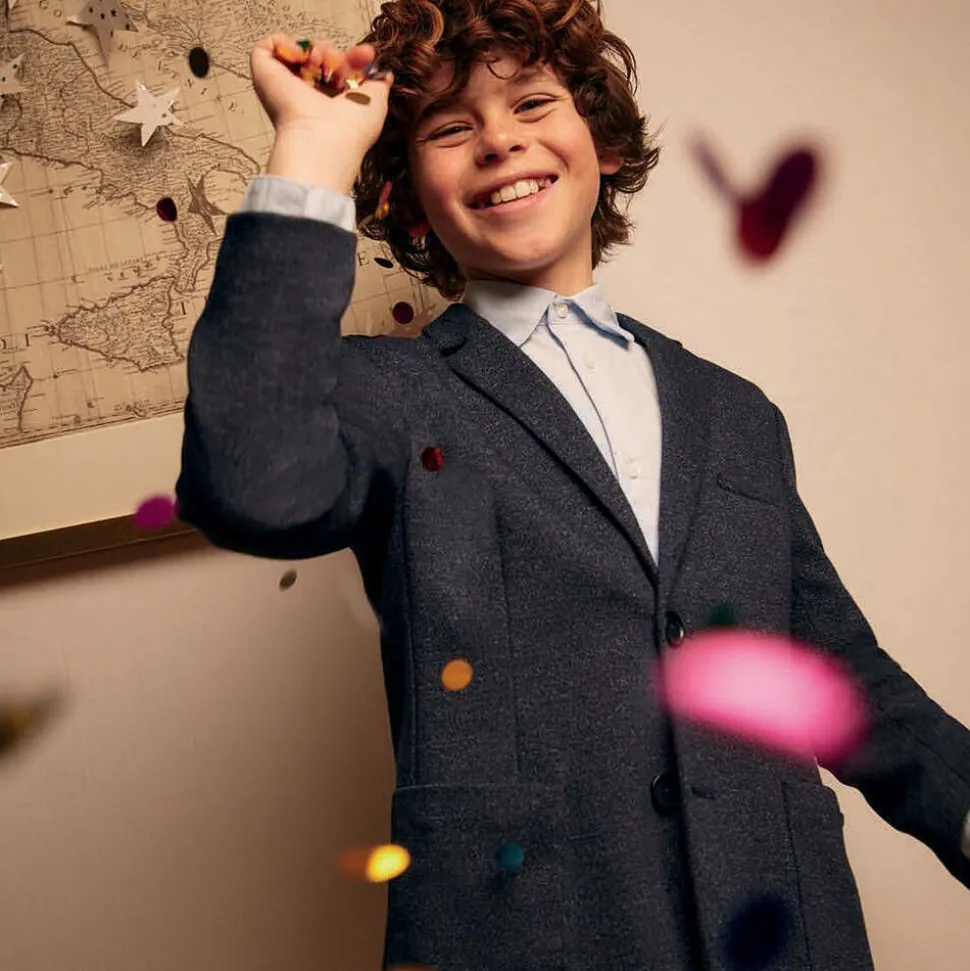 Boys Navy Blue Jersey Blazer