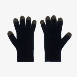 Boys Navy Blue Knitted Wool Gloves