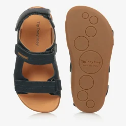 Boys Navy Blue Leather Sandals