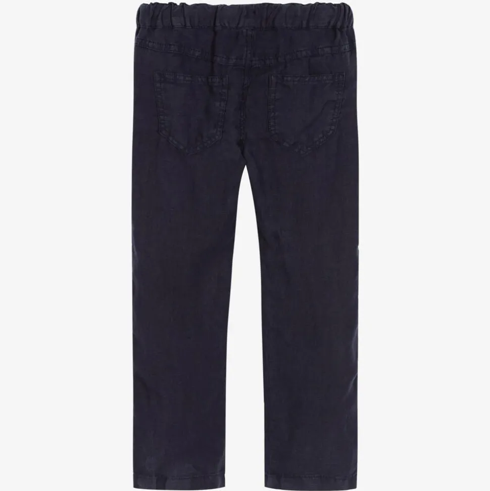 Boys Navy Blue Linen Trousers