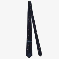 Boys Navy Blue Pony Logo Silk Tie