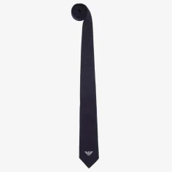 Boys Navy Blue Silk Eagle Logo Tie
