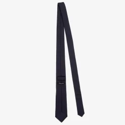 Boys Navy Blue Silk Eagle Logo Tie