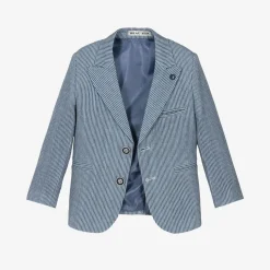 Boys Navy Blue Stripe Cotton Shorts Suit