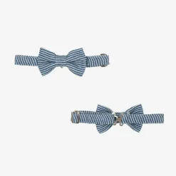 Boys Navy Blue Stripe Cotton Shorts Suit