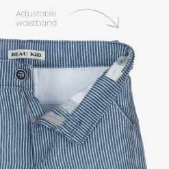 Boys Navy Blue Stripe Cotton Shorts Suit