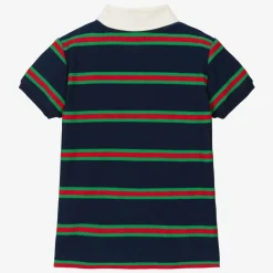 Boys Navy Blue Striped Web Polo Shirt